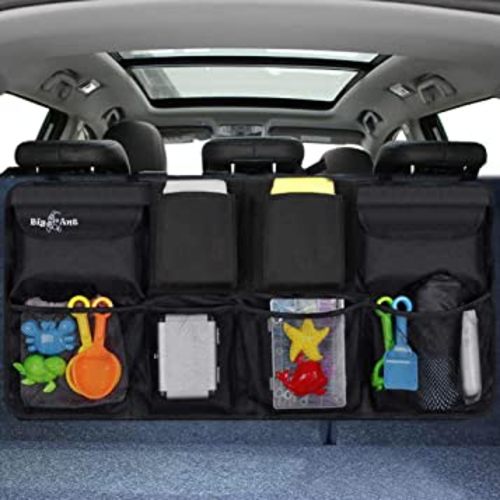 Back Seat Trunk Organizer,Space Saving Car Trunk Storage Organizer with Lid Keep your Trunk Clean and Tidy 8 Large Pockets Car Organizer for Kids,Travel Big Ant (34 x 18 inch)