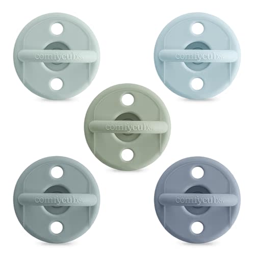 Comfy Cubs Baby Pacifiers, 5 Pack for 0+ Months - Soft Breast-Like Nipple Shape - CPSIA Compliant Silicone Pacifier for Newborns - Girl Pack Baby Essentials - Ideal Newborn Gift Set - Multicolor Boy