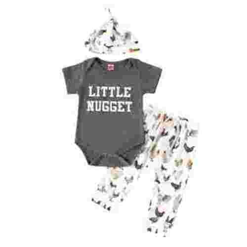 Toddler Boys Casual Outfit Sets Summer Clothes Letter Graphic Short Sleeve Loose Fit Romper Bodysuit Cartoon Prints Pants Hat 3 Pieces Grey Brother Matching Outfits 3-6M