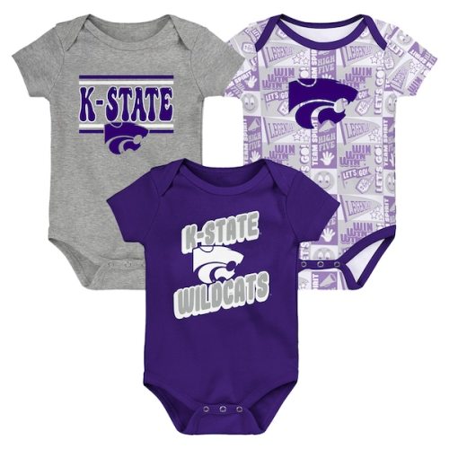 Kansas State Wildcats Newborn Sunday Comics 3-Pack Bodysuit Set - Purple