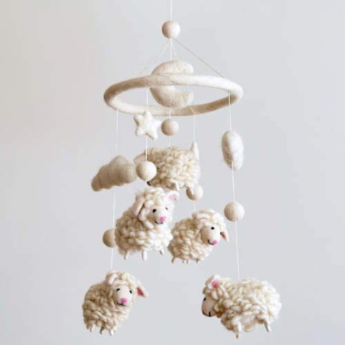 Felt Baby Mobile - Fluffy Sheep | Freshie & Zero