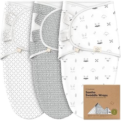KeaBabies 3-Pack Organic Baby Swaddle Sleep Sacks - Newborn Swaddle Sack,Ergonomic Baby Swaddles 0-3 Months,Swaddles for Newborns,Baby Sleep Sack,Baby Swaddle Blanket Wrap,Baby Essentials (Nordic, XS)