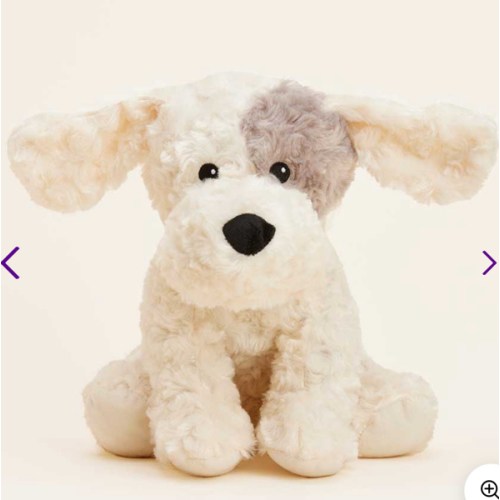 White Gray Curly Dog Warmies | Microwavable White Gray Curly Dog Warmies Stuffed Animal | Warmies USA