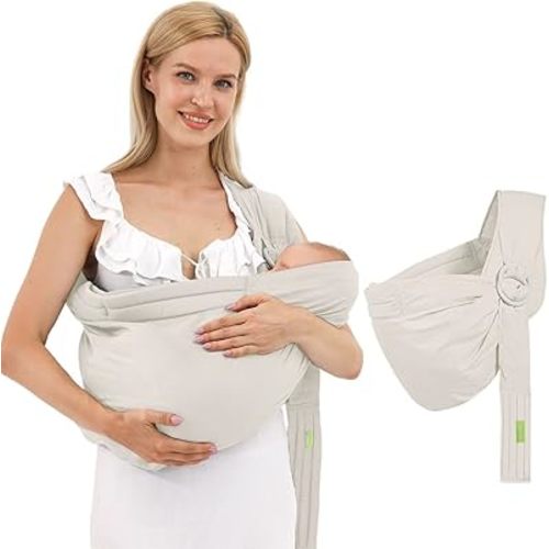 Baby Carrier Sling Wrap Ring,Soft Infant Baby Carriers for Newborn Toddlers Sling, Ergonomic Design Hug Strap for Newborns, Breathable Adjustable Sling Under 36lbs-Warm Sand