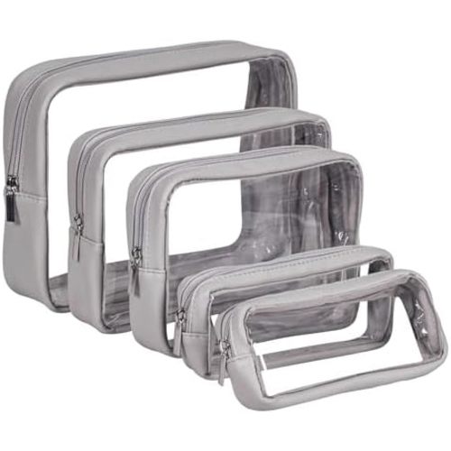 TSA Approved 5-Piece Diaper Bag Organizer Pouch Set Clear Waterproof TPU Kids Toiletry Storage Set Travel Packing Clutch Cube Bags for Baby Nursing