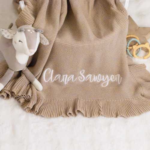 Embroidered Name Baby Blanket • Personalized Cotton Blanket