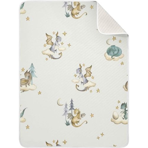 Swaddle Blanket Dragon Baby Cotton Blanket for Infants, Receiving Blanket, Lightweight Soft Swaddling Blanket for Crib, Stroller, Nursery Blankets, Fairytale, 30x40 in