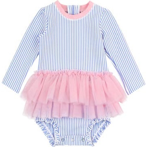 Seersucker Long Sleeve One-Piece Swimsuit, 0-3M