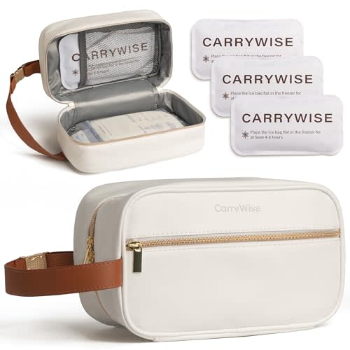 CarryWise Breast Milk Cooler Travel Bag with 3 Ice Pack, Waterproof Breastmilk Cooler Storage Bag, Portable & Versatile Insulated Cooler Bag with Buckle Handle for Nursing Mom Daycare