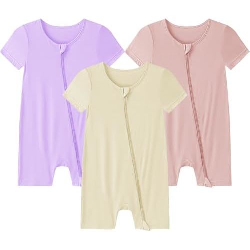 Bamboo Rayon Romper,Unisex Baby Footless,Unisex Short Sleeve Zipper Rompers,Sleep and Play Clothes