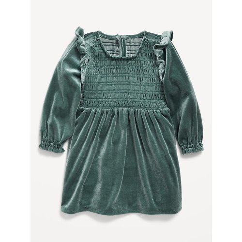Ruffled Smocked Velvet Dress for Baby