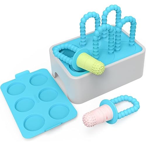 Morlike Baby Tiny Pops, 100% Silicone Popsicle Mold for Infants 4 Months +, Breastmilk Ice Pop Molds Teethers for Teething Relief, Baby Essentials, BPA Free & Dishwasher Safe (Mint)