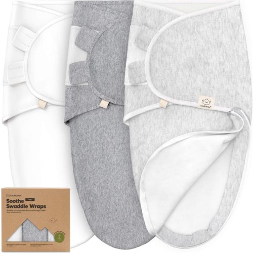 KeaBabies 3-Pack Soothe Zippy Swaddle Wrap, Cloud