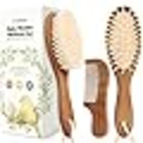 Baby Hair Brush and Baby Comb Set - Baby Brush Set for Newborns, Toddler Hair Brush, Wooden Baby Hair Brushes & Combs, Goat Hair Brush, Infant Hair Brush, Cradle Cap Brush (Oval, Walnut) : Amazon.com.au: Baby