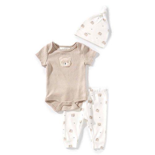 Starting Out Baby Boys Bear Short Sleeve Bodysuit & Pants 3-Piece Set