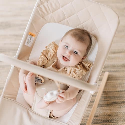 Baby Delight Heirloom Aspen Wooden Baby Bouncer | Infant Baby Chair | 0 – 6 Months | 100% GOTS Certified Cotton Fabrics | Organic Oat