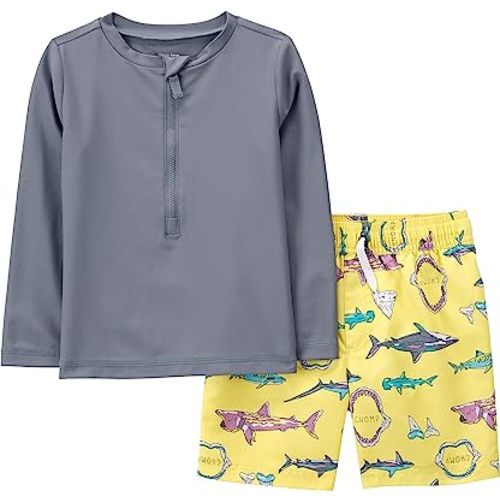 Simple Joys by Carter's Toddlers and Baby Boys' Swimsuit Trunk and Rashguard Set