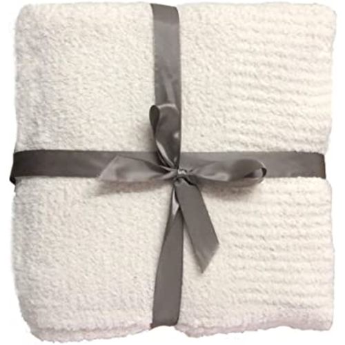 Knit Throw Blanket Super Soft Warm Blanket for Couch Lightweight Fluffy Blanket for Bed Sofa 50x60 Inches Cream
