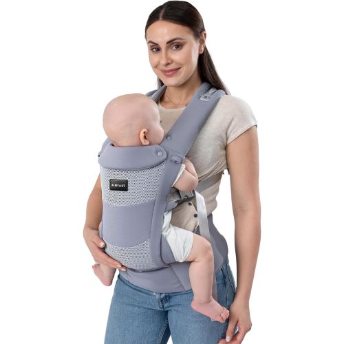 Breeze Baby Carrier, Breathable 3D Air Mesh, Ergonomic Hip-Healthy Baby Carrier with M-Cloud, Fit All Parents with Removable Lumbar Support S-6XL(11-35 lbs), Gray