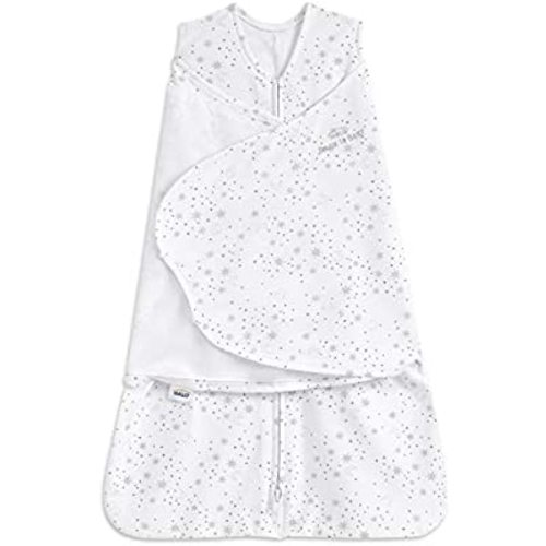 HALO 100% Cotton Sleepsack Swaddle, 3-Way Adjustable Wearable Blanket, TOG 1.5, Midnight Moons Grey, Small, 3-6 Months