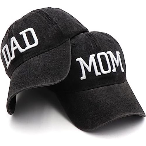 Mom and Dad Hats Fathers Day Mom Dad Gifts Hat Embroidered Adjustable Baseball Caps Gift for Couples Parents