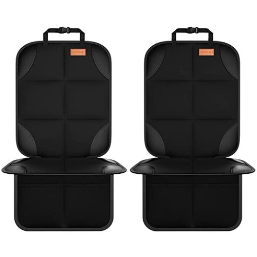 Car Seat Protector, Smart eLf 2Pack , Protect Child Seats with Thickest Padding and Non-Slip Backing Mesh Pockets for Baby and Pet - Black