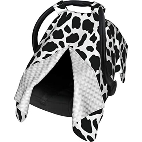 Black and White Cow Skin Baby Car Seat Canopy Cover Multi Use Nursing Cover for Newborn Car Seat Canopy Mom Nursing Breastfeeding Covers Newborn Shower Gift