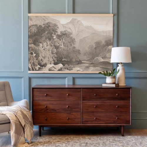 Neutral Vintage Wall Art Tapestry | Vintage Landscape Scene Wall Decor | Black and White Art | Large Wall Art | Canvas Tapestry Art | 176
