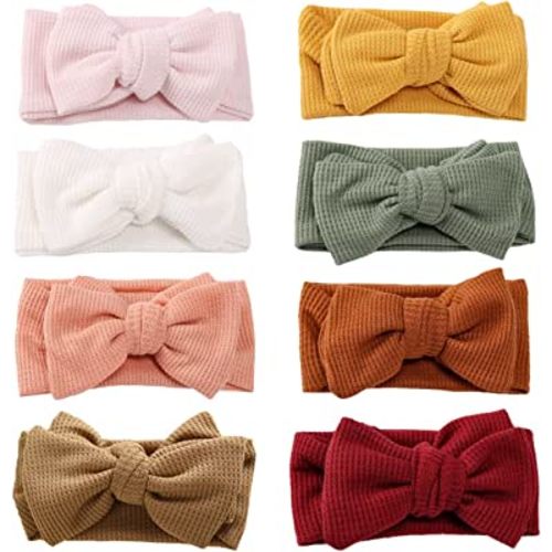 Baby Headbands Waffle Hairband with Bows for Baby Girls Newborn Infant Toddlers Kids