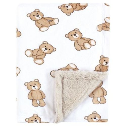 Hudson Baby Boys Plush Blanket With Furry Binding And Back, Teddy Bears, One Size