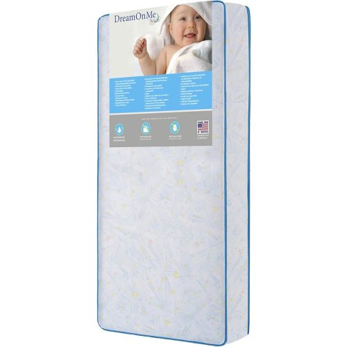 Dream On Me Twinkle Stars Crib & Toddler 117 Coil Mattress I Green Guard Gold Certified