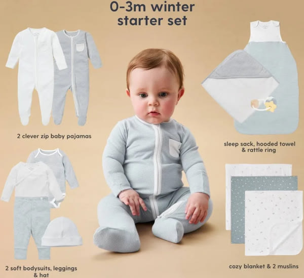 MORI Newborn Baby Starter 12-Piece Essentials Set