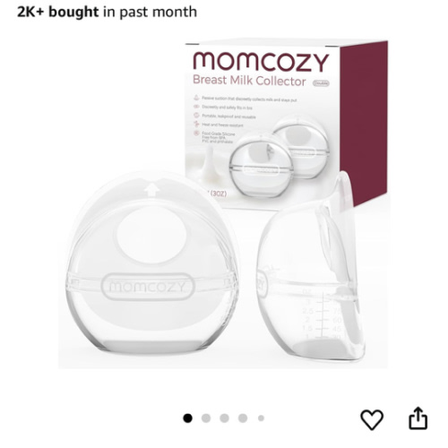 Momcozy Breast Milk Collector, Milk Collectors for Breastfeeding, Reusable Breast Milk Shells, Silicone Catcher with More Fit & Soft (3oz/90ml, 2 Counts)