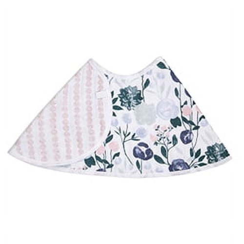 Aden + Anais Flowers Bloom Unisex Machine Washable and Absorbent Cotton Baby Bib, Blue