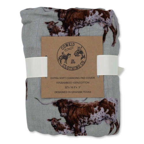 Sagebrush Longhorn Bamboo Muslin Changing Pad Cover – Cowkid Clothing Company