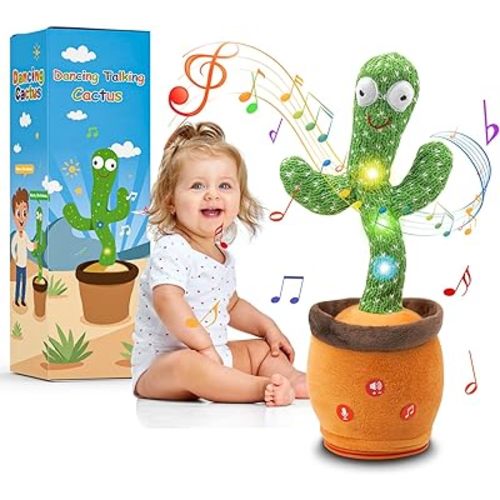 Dancing Talking Cactus Toy for Baby Toddler 18 Months+, Interactive Cactus Toy Repeat Record Mimicking Singing 120 English Songs with Adjustable Volume