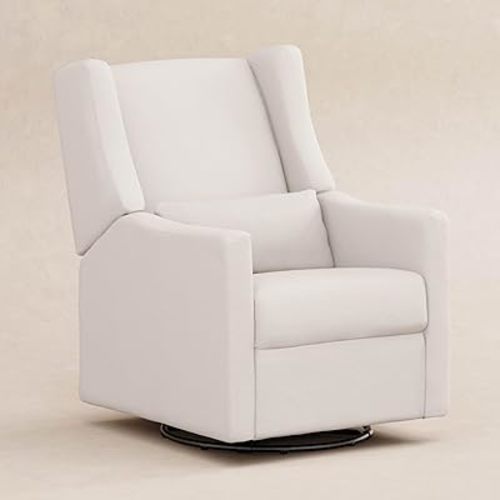 Babyletto Kiwi Recliner and Swivel Glider in Performance Cream Eco-Weave, GREENGUARD Gold Certified, Manual Recline, Water Repellant + Stain Resistant Fabrics