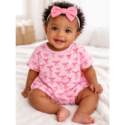 Pink Bows / Organic Pointelle T-Shirt Bubble