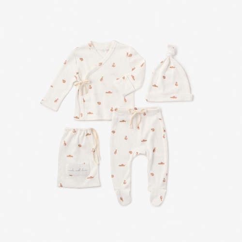Fox Printed Organic Cotton Layette Set WHITE / NB