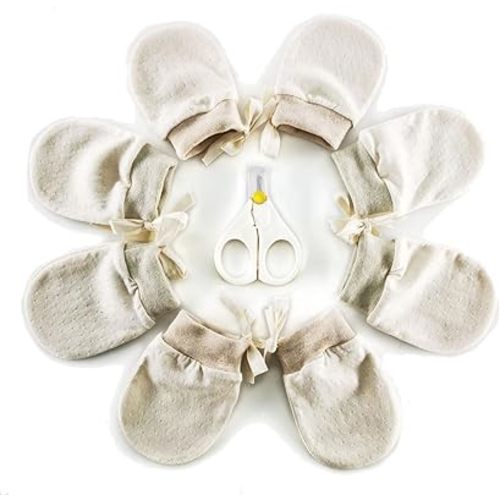 4Pairs Baby Mittens Newborn Set - No-Scratch, Breathable Baby Gloves for Boys Girls (0-6 Months)