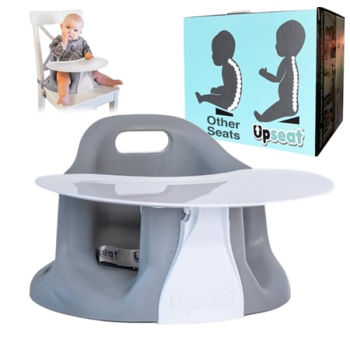 Upseat – The Original Ergonomic Baby Floor & Booster Seat with Tray, Developed with Physical Therapists for Upright Posture & Healthy Hip Development, 4–24 Months, Dishwasher-Safe Extra-Large Tray