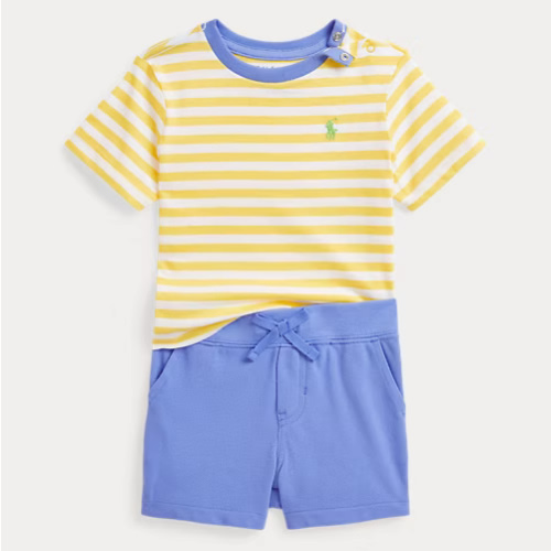 6M+ Striped Jersey Tee & Mesh Short Set