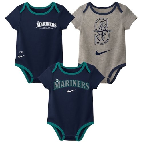 Infant Seattle Mariners Nike Authentic Collection Three-Pack Bodysuit Set