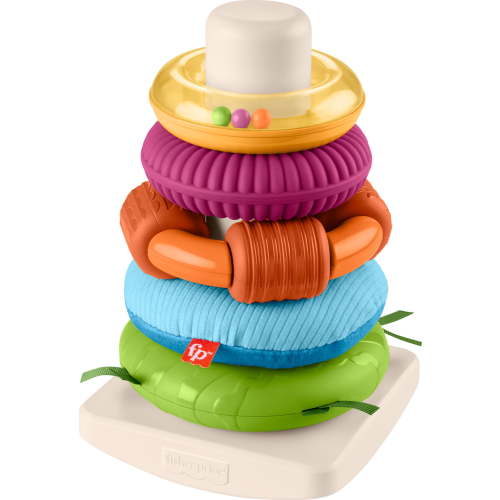 Fisher-Price Sensory Rock-a-Stack Roly-Poly Stacking Toy with Textured Rings for Babies