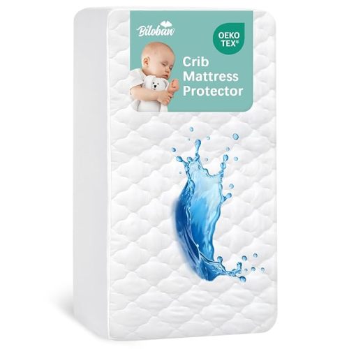 Waterproof Crib Mattress Protector 2 Pack Fitted Crib Sheets Cover Toddler Bed Mattress Pad Protector for Boys Girls, Skin-Friendly & 100% Absorbent Machine Wash