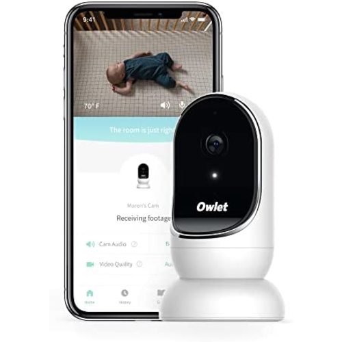Owlet Cam Smart Baby Monitor - HD Video Monitor with Camera, Wide Angle Lens, Audio and Background Sound, Encrypted WiFi, Motion and Sound Notifications, Humidity, Room Temp, Night Vision, 2-Way Talk