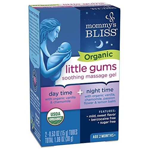Mommy's Bliss Organic Little Gums Soothing Massage Gel Day and Night Combo Helps with Tender Age Months + Sugar Free 2 - 0.53 Oz Tubes, mild, sweet flavor, 1 Count