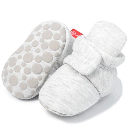 Sawimlgy Newborn Infant Baby Girl Boy Cotton Booties Stay On Sock Slippers Soft Bedroom Shoes Non-Skid Ankle Boots With Grippers Toddler Crib Warm Shoe First Walker Birthday Shower