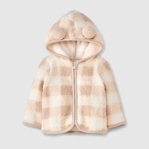 Baby Faux Fur Layered Jacket - Cat & Jack™ Light Beige 6-9m
