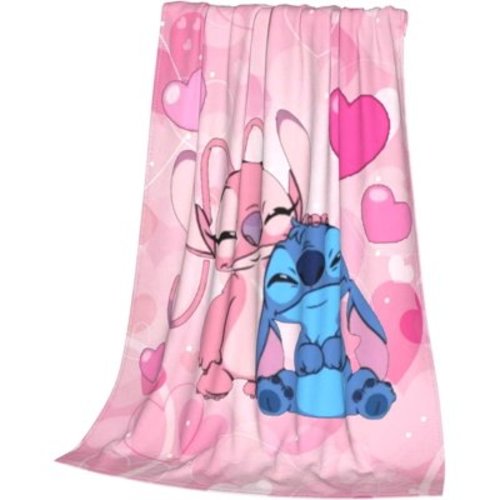 Stitch and Angel Blanket Soft Cozy Fleece Throw Blanket Plush Lightweight Warm Fuzzy Flannel Blankets and Throws for Couch Sofa Bed 50"X40"
